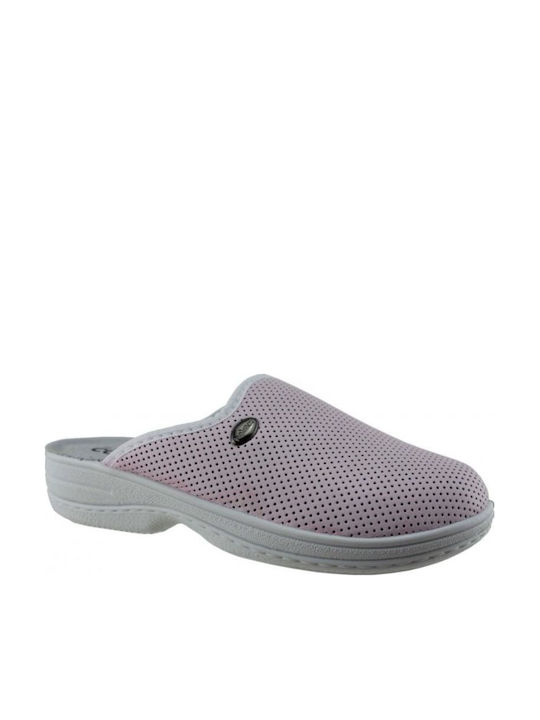 Comfy Anatomic Γυναικεία Δερμάτινα Ανατομικά Σαμπό Ροζ