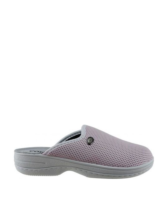 Comfy Anatomic Γυναικεία Δερμάτινα Ανατομικά Σαμπό Ροζ
