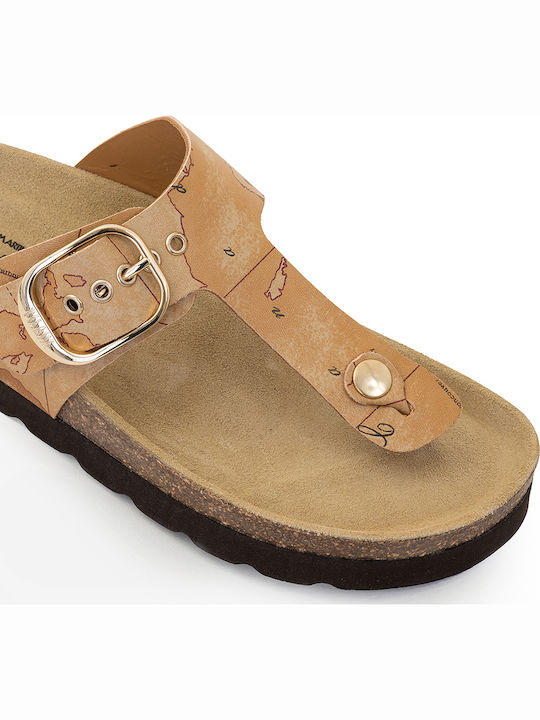 Damen Flache Sandalen Tabac