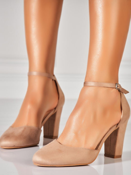 Suede Heels with High Heel Khaki