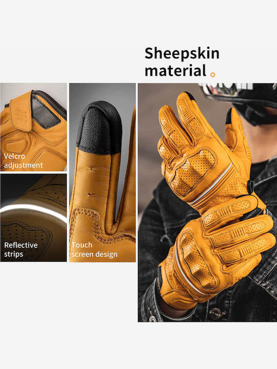 Motowolf GM4 Men's Motorcycle Leather Gloves Black