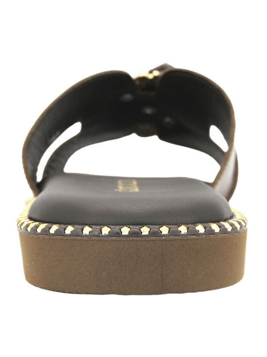 Nivet Leather Women's Flat Sandals Brown