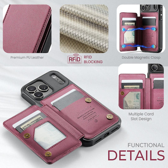 Caseme Rfid Wallet Δερμάτινο / Δερματίνης Κόκκινο (iPhone 17 Pro MaxNokia C22)