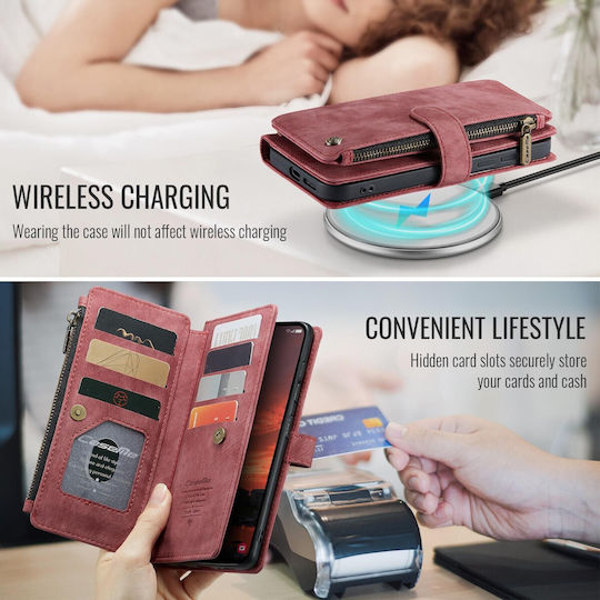 Caseme Wallet Δερμάτινο / Δερματίνης Κόκκινο (Galaxy S25 UltraRealme C30)