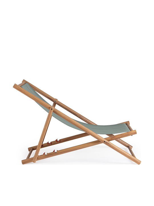 Deckchair Wooden with Green Fabric 68x106x76cm