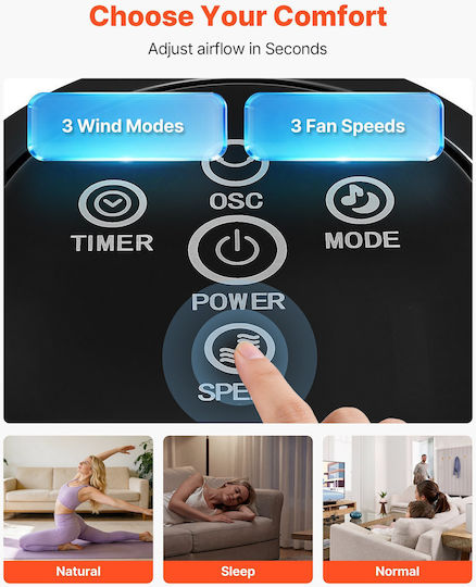 Vevor Ventilator Tip Turn 50W Cu Telecomandă Negru