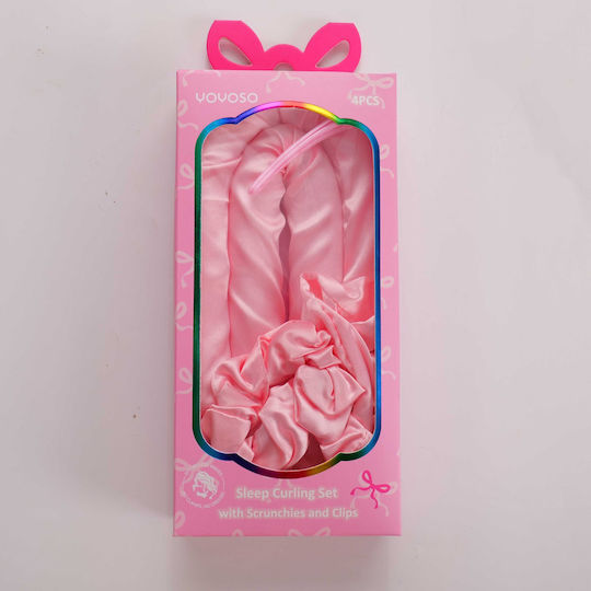 Bowknot Series – Set Of 4 Hair Scrunchies Curl Clips Without Heat