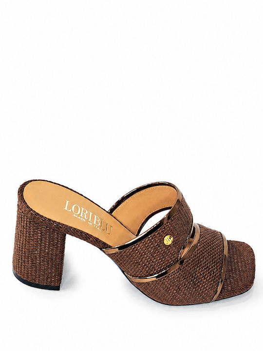 Patent Leather Mules With High Heel In Beige Colour