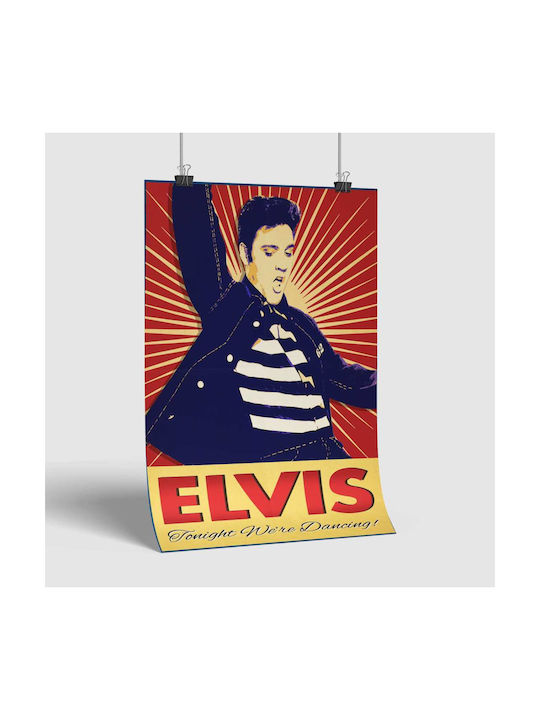 Music Poster Elvis Presley Ms019 40cm X 50cm Brown Wooden Frame