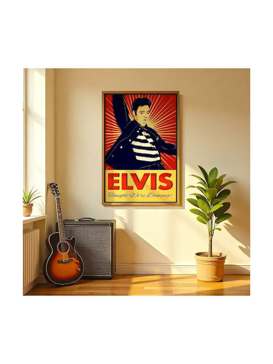 Music Poster Elvis Presley Ms019 40cm X 50cm Brown Wooden Frame