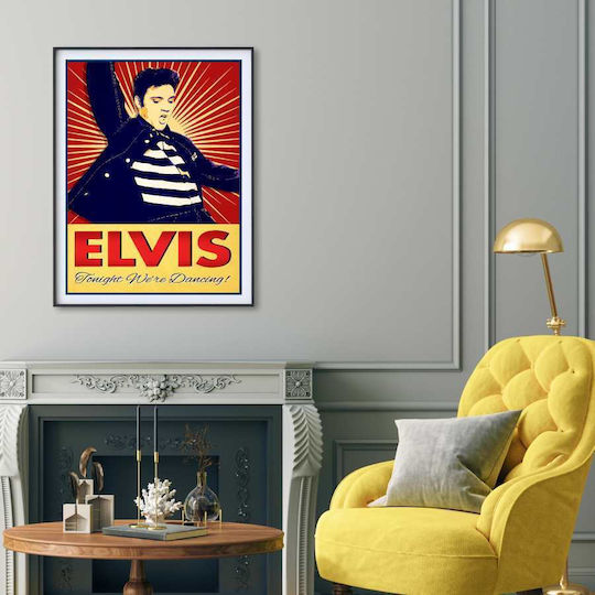 Music Poster Elvis Presley Ms019 40cm X 50cm Κορνίζα Καφέ Ξύλου