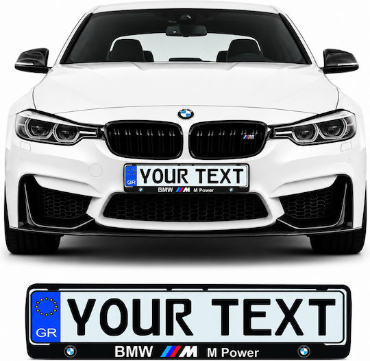 Car License Plate Frame Plastic BMW M Power 53 x 13.5cm Black 1pcs