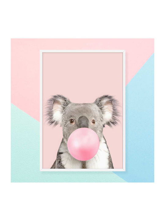 Kids Poster Koala With Pink Bubble 50x40cm