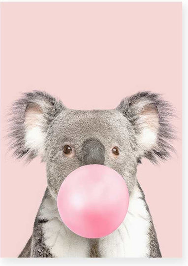 Poster Pentru Copii Koala Cu Bulă Roz 50x40cm