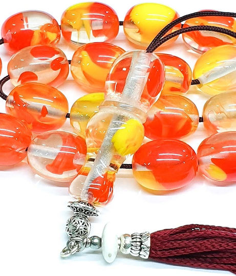 Roloi Komboloi Worry Beads with 17 Beads Made of Resin Length 34cm Multicolour