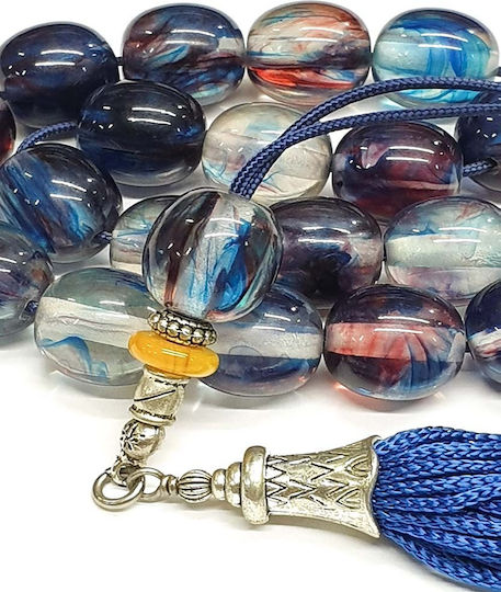Roloi Komboloi Worry Beads with 19 Beads Made of Resin Length 34cm Multicolour