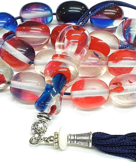 Roloi Komboloi Worry Beads with 17 Beads Made of Resin Length 35cm Multicolour