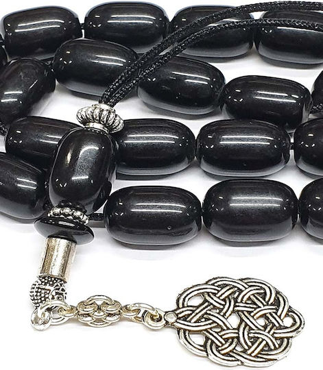 Roloi Komboloi Worry Beads with 19 Beads Made of Resin Length 32cm Black