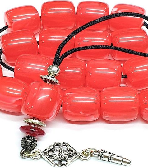 Roloi Komboloi Worry Beads with 17 Resin Beads Length 29cm Red