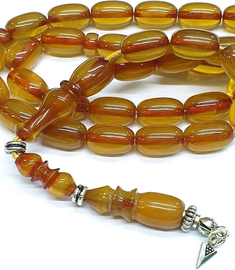 Roloi Komboloi Worry Beads with 33 Beads Made of Mastic Length 36cm Yellow