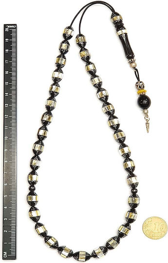 Roloi Komboloi Worry Beads with 33 Beads Made of Ebony Length 39cm Multicolour