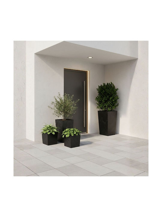 HowHomely Beton-Blumentopf Schwarz 41cm