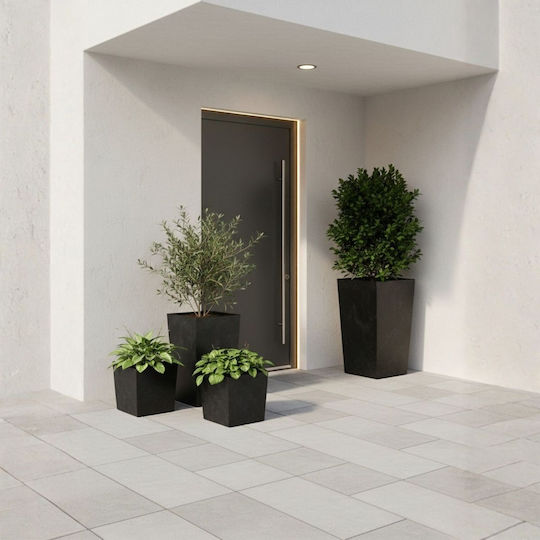 HowHomely Ghiveci De Flori Din Beton Negru 41 Cm
