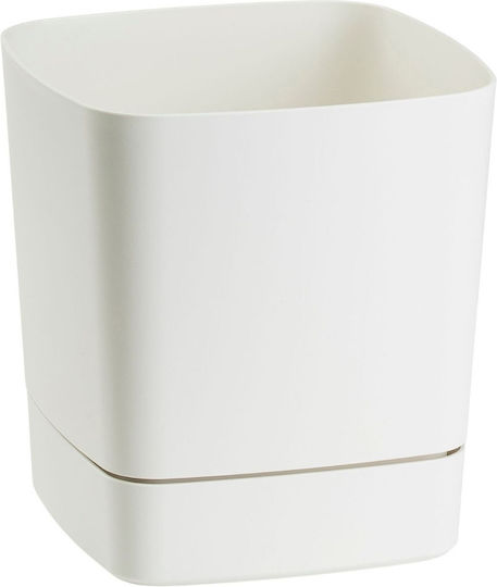 HowHomely Γλάστρα Τσιμεντένια Cream με Πιάτο 19x19εκ.
