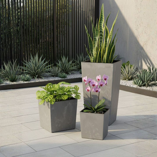 HowHomely Beton Blumentopf Grau 41cm