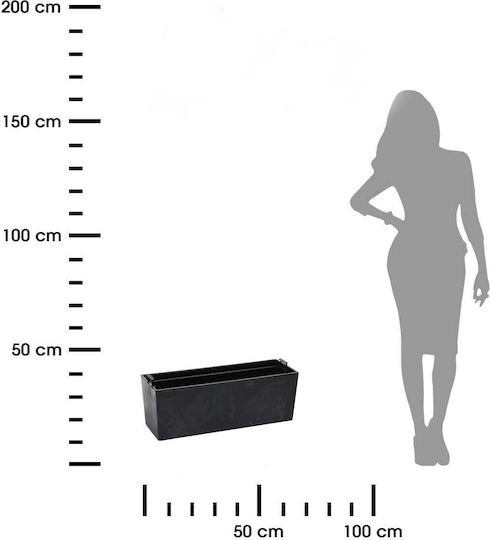 HowHomely Бетонна Саксия За Цветя Черна 56x19x56.1см