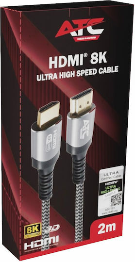 ATC HDMI 2.1 Ultra High Speed 48Gbps 4K 120Hz HDR VRR Kabel HDMI-Stecker - HDMI-Stecker 2m Schwarz