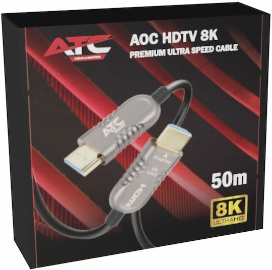ATC HDMI 2.1 Ultra High Speed 48Gbps 4K 120Hz HDR VRR Cable HDMI Male - HDMI Male 50m Black