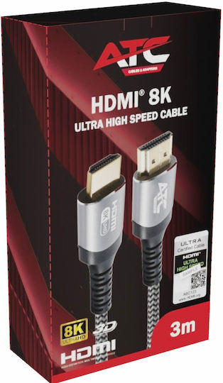 ATC HDMI 2.1 Ultra High Speed 48Gbps 4K 120Hz HDR VRR Cable HDMI Male - HDMI Male 3m Black