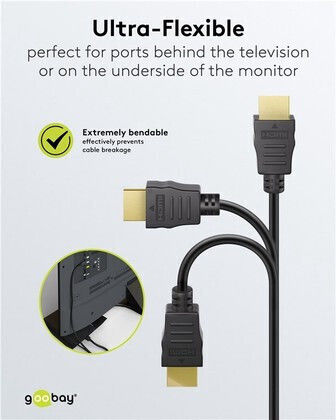 Goobay HDMI 2.0 Premium High Speed 4K 60Hz HDR Cable HDMI male - HDMI male 5m Μαύρο