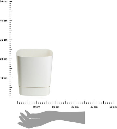 HowHomely Γλάστρα Τσιμεντένια Cream με Πιάτο 25x25εκ.