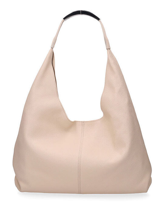 Leather Women's Shoulder Bag Beige