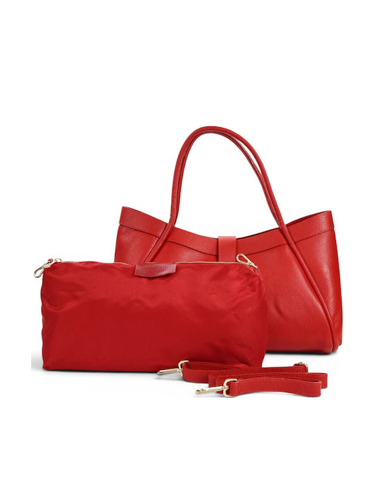 Set Leather Women's Shoulder Bag Red