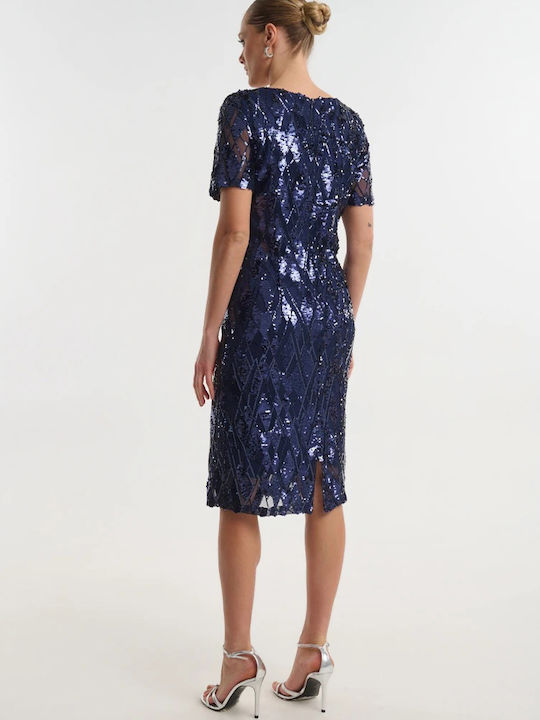 Summer Midi Evening Dress Blue 05-9524-Blue