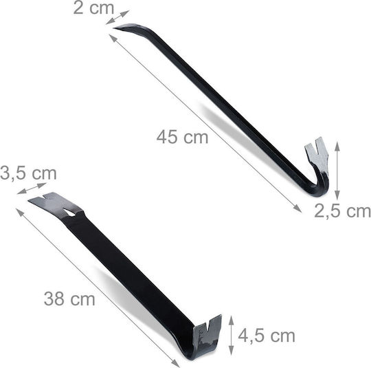 Relaxdays Set Rack 2 Bucăți Negru 2.5x1.5x45 Cm