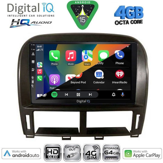 Digital IQ Car Audio System for Jaguar XF Lexus LS 2000-2006 Bluetooth USB WiFi GPS Apple CarPlay Android Auto with 9" Touch Screen
