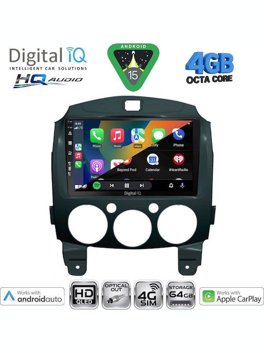 Digital IQ Car Audio System for Mazda 2 2007-2014 Bluetooth USB WiFi GPS Apple CarPlay Android Auto with 9" Touch Screen