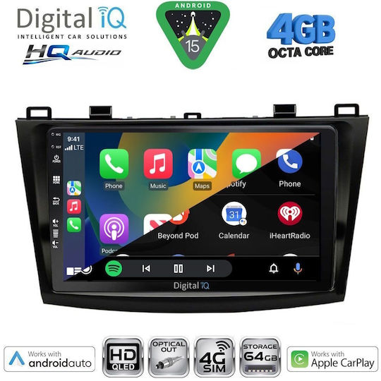 Digital IQ Ηχοσύστημα Αυτοκινήτου για Mazda 3 2009-2014 (Bluetooth/USB/WiFi/GPS/Apple-Carplay/Android-Auto) με Οθόνη Αφής 9"