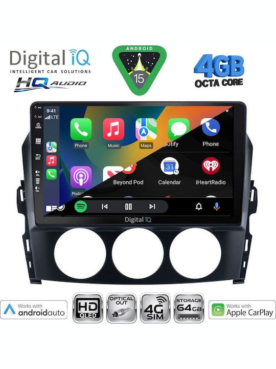 Digital IQ Car Audio System for Mazda MX-5 2005-2015 (Bluetooth/USB/WiFi/GPS/Apple CarPlay/Android Auto) with 9" Touch Screen