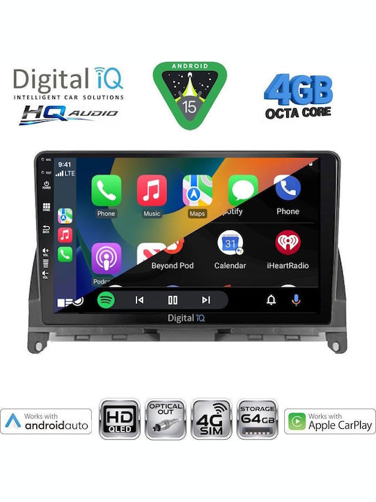 Digital IQ Car Audio System for Mercedes-Benz C Class 2007-2011 Bluetooth USB WiFi GPS Apple CarPlay Android Auto with 9" Touch Screen
