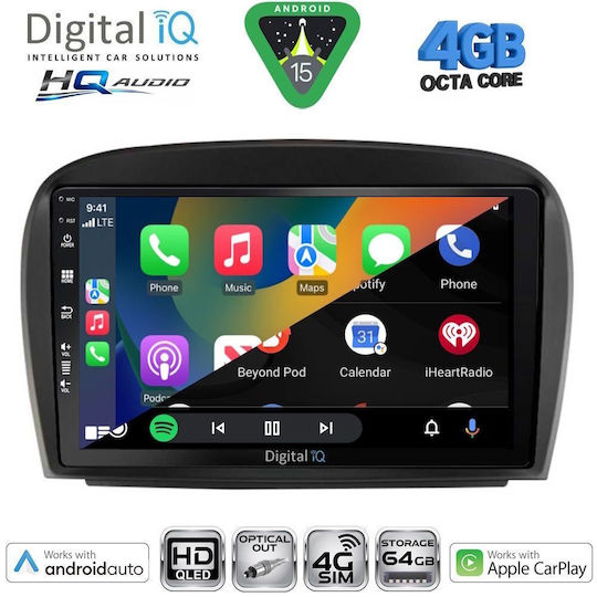 Digital IQ Car Audio System for Mercedes-Benz SL 2006-2012 Bluetooth USB WiFi GPS Apple CarPlay Android Auto with 9" Touch Screen