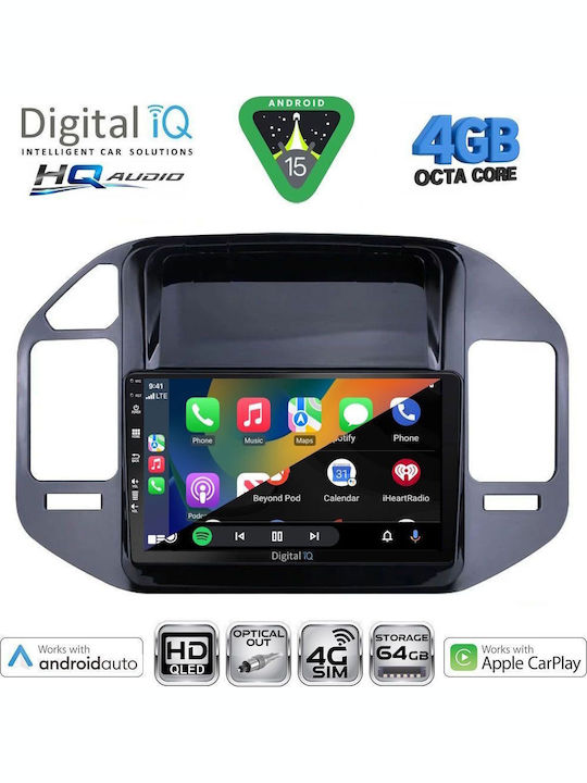 Digital IQ Car Audio System for Mitsubishi Pajero 1999-2006 Bluetooth USB WiFi GPS Apple CarPlay Android Auto with 9" Touch Screen