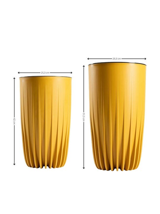 HowHomely Plant Pots Yellow with Stand 2 Pieces