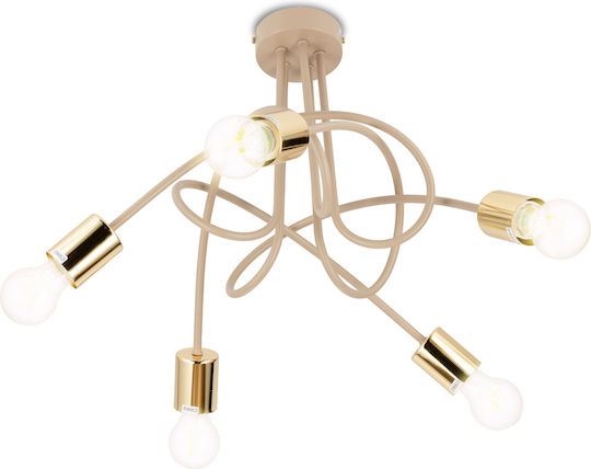 HowHomely Lumini Suspendate Bej Pentru 5 Lumini E27