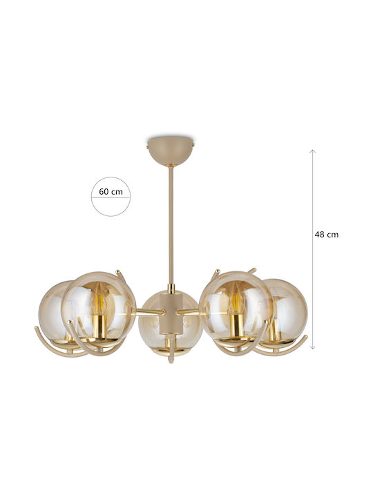 HowHomely Deckenleuchte Beige für 5 E14 Lampenbirnensockel