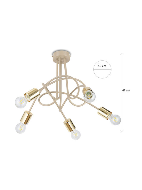 HowHomely Beige Pendant Ceiling Light for 5 E27 Bulbs